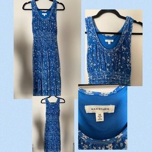 Max Studio Dress Blue with Cream Flowers